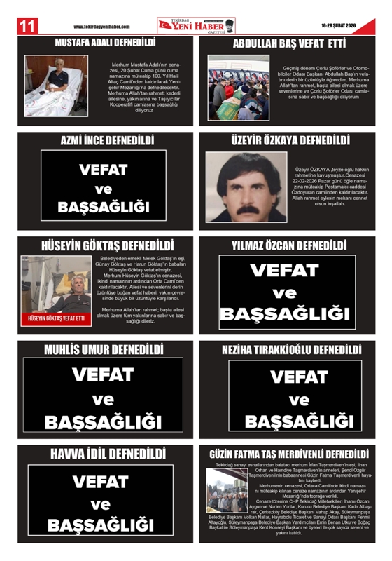 Tekirdağ Yeni Haber Gazetesi 573.Sayı Çıktı