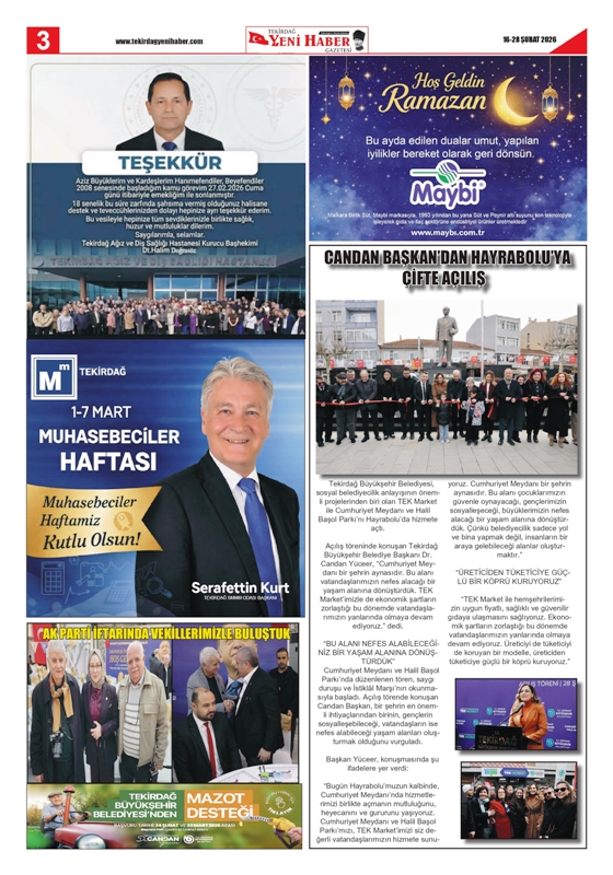 Tekirdağ Yeni Haber Gazetesi 573.Sayı Çıktı