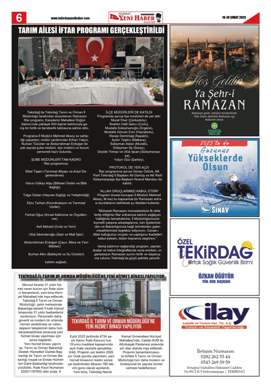 Tekirdağ Yeni Haber Gazetesi 573.Sayı Çıktı