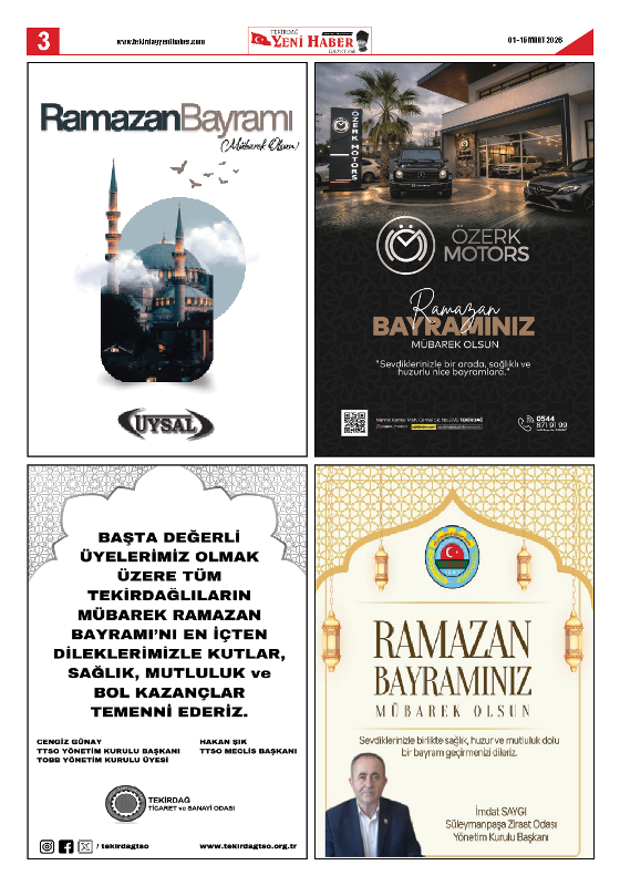 Tekirdağ Yeni Haber Gazetesi 574.Sayı Çıktı