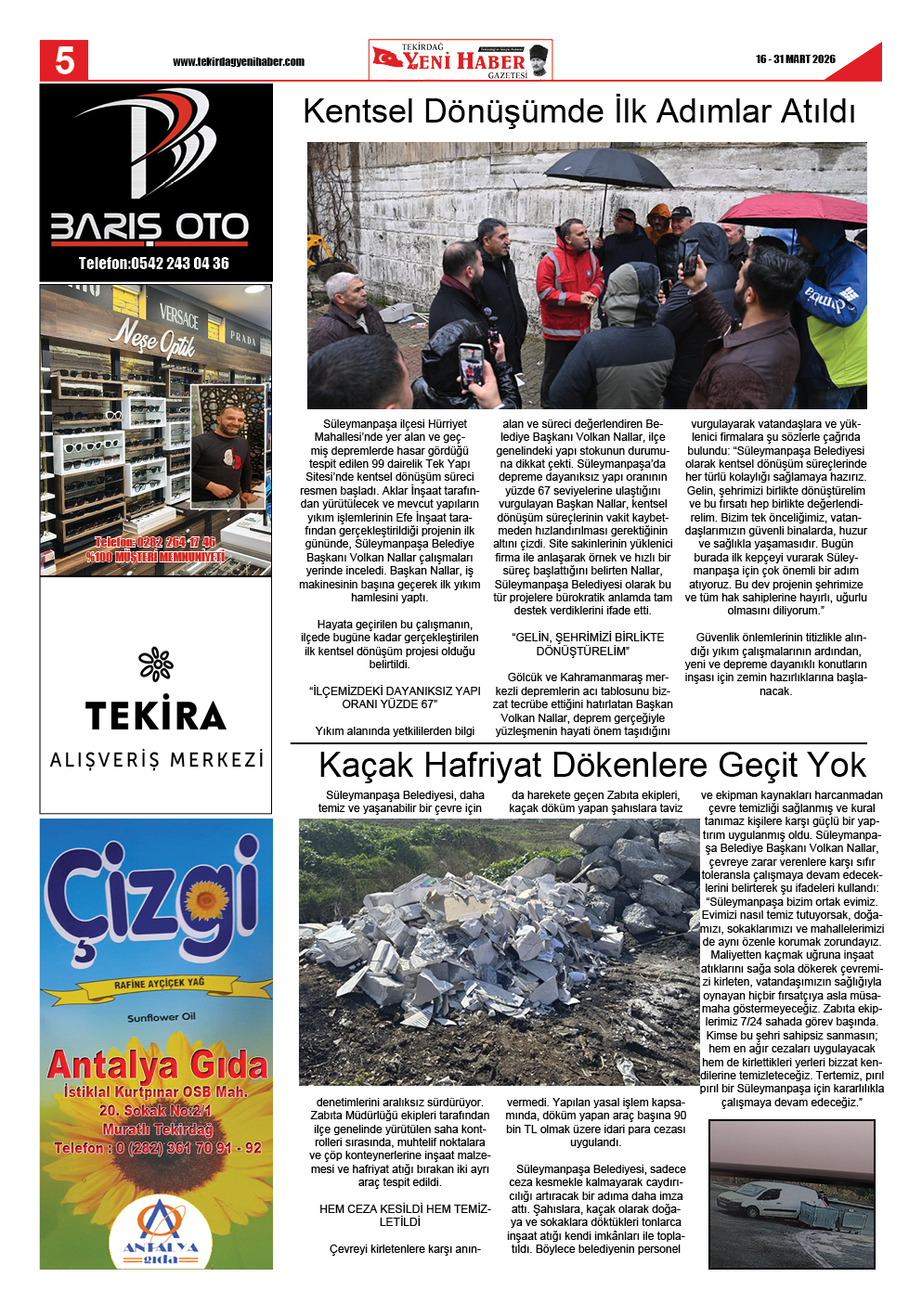 Tekirdağ Yeni Haber Gazetesi 575.Sayı Çıktı