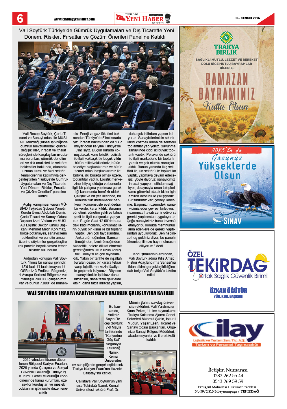 Tekirdağ Yeni Haber Gazetesi 575.Sayı Çıktı