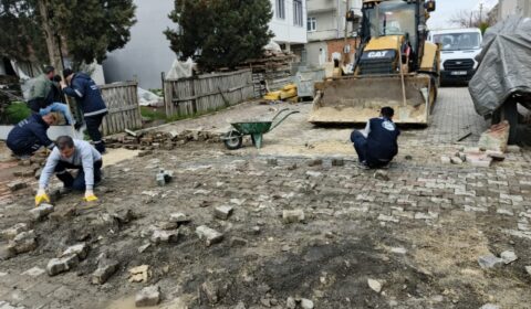 ERGENE'DE YOL VE KALDIRIM ÇALIŞMALARI ARALIKSIZ SÜRÜYOR