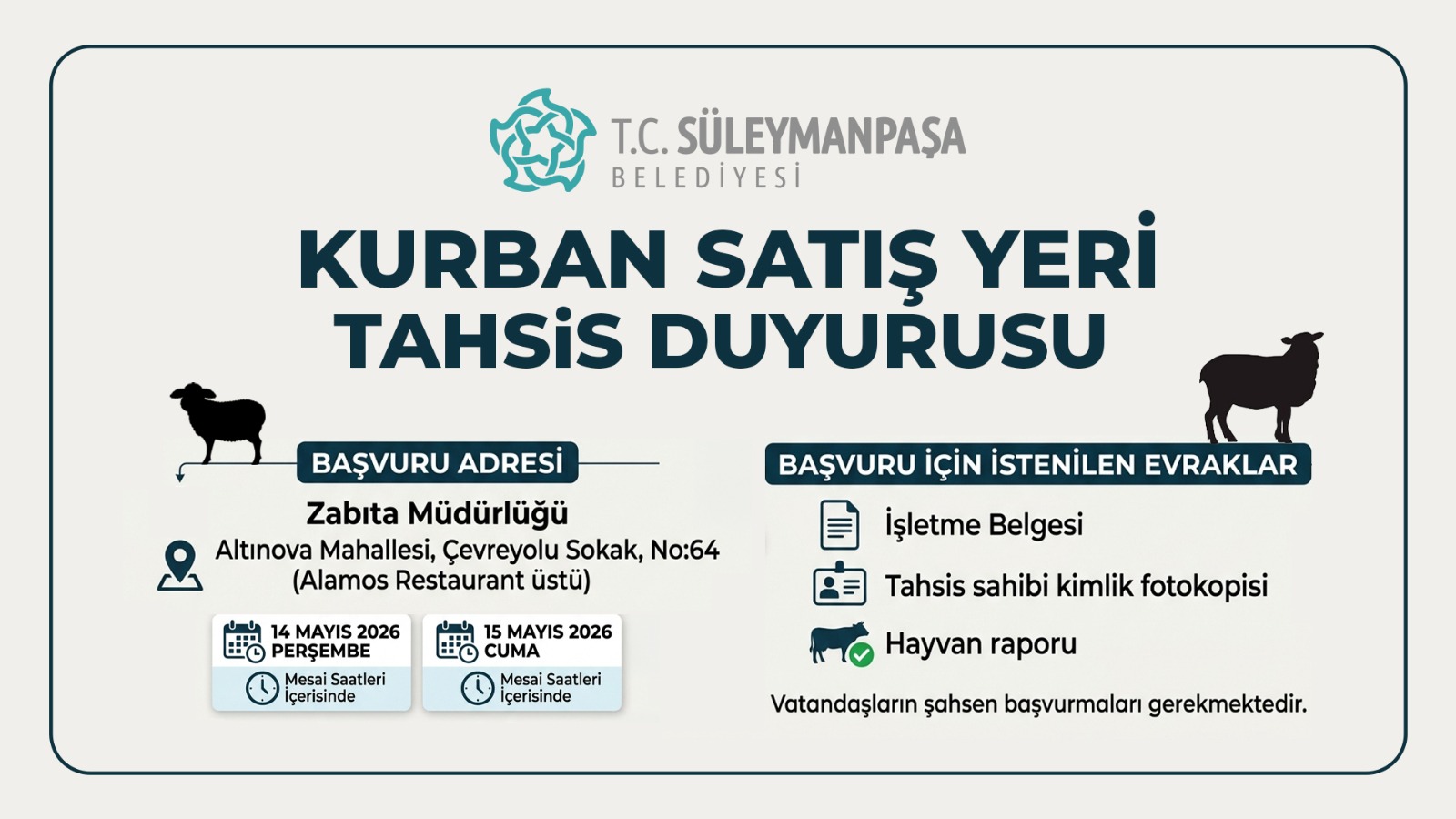 Kurban Satış Yeri Başvuru Tarihleri Belli Oldu