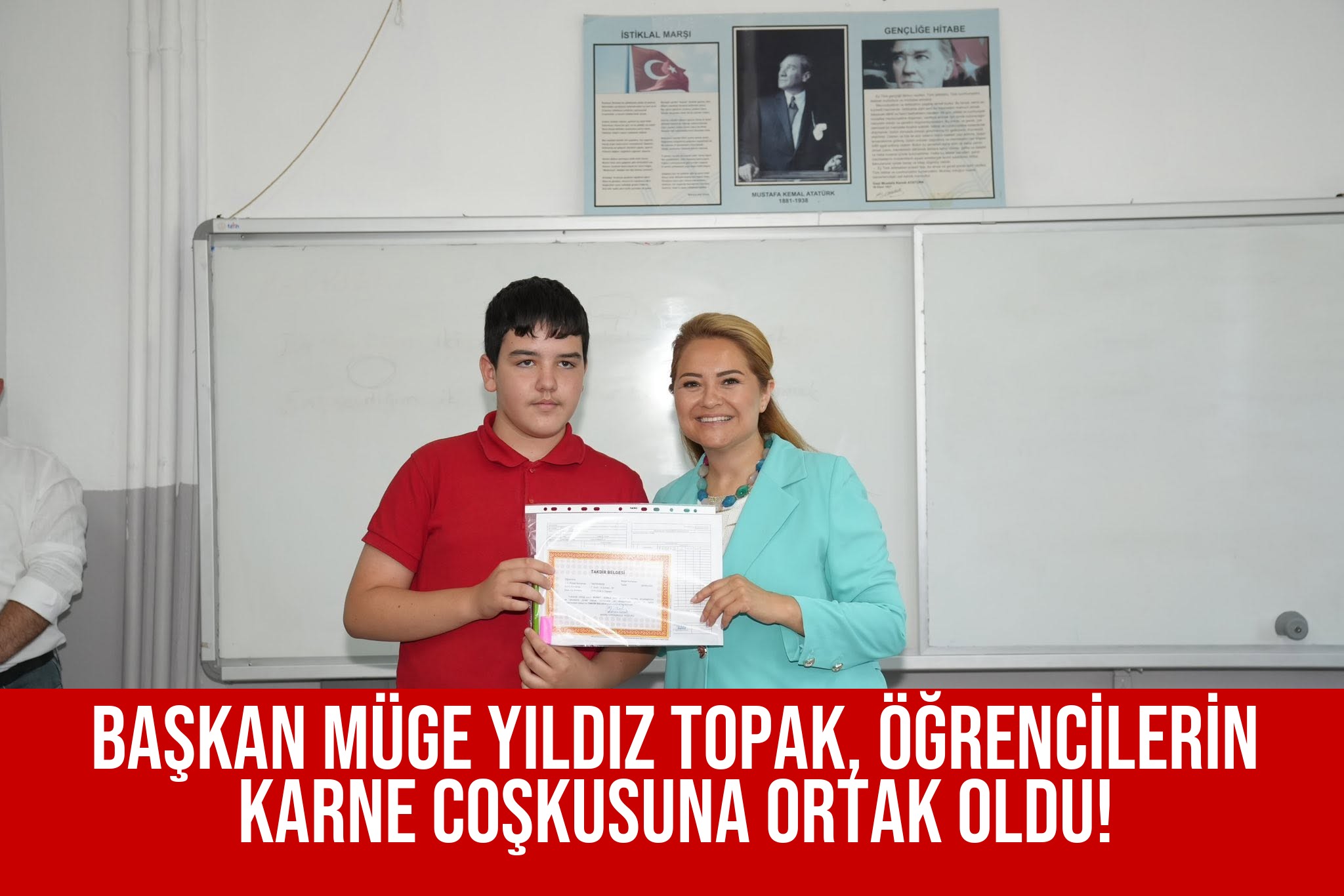 BAŞKAN MÜGE YILDIZ TOPAK, ÖĞRENCİLERİN KARNE COŞKUSUNA ORTAK OLDU!