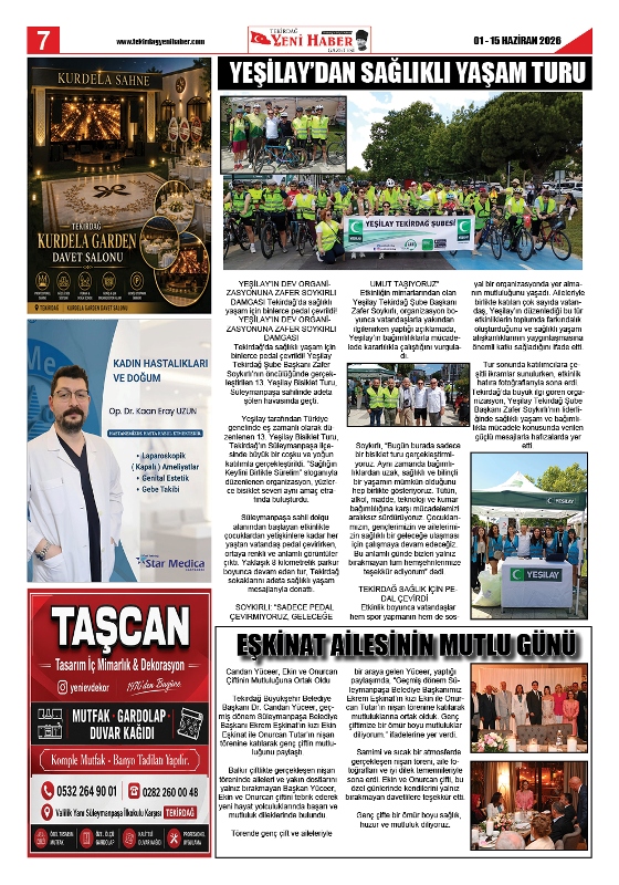Tekirdağ Yeni Haber Gazetesi 580.Sayı Çıktı