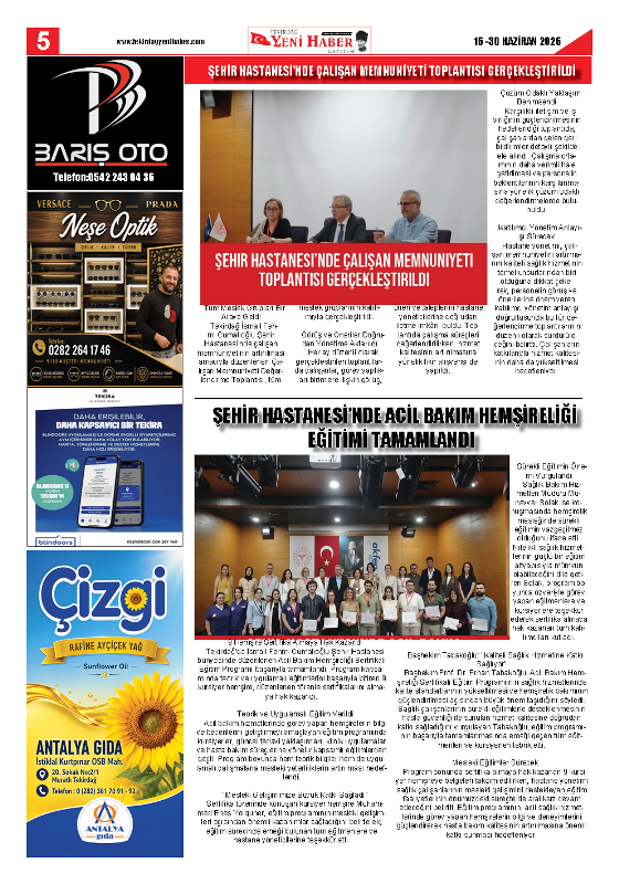 Tekirdağ Yeni Haber Gazetesi 581.Sayı Çıktı