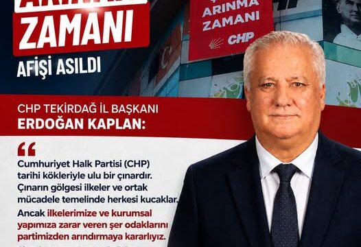 CHP Tekirdağ İl Başkanlığı’na “Arınma Zamanı” Afişi Asıldı