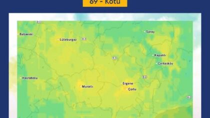 ÇORLU’DA HAVA KALİTESİ “KÖTÜ” SEVİYEDE