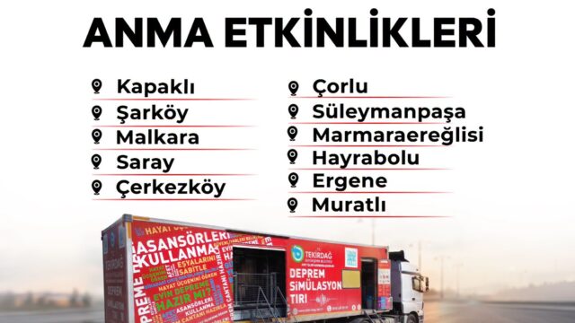 DEPREM SİMÜLASYON TIRI TEKİRDAĞ’IN 11 İLÇESİNİ GEZECEK