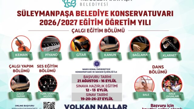 Süleymanpaşa Belediye Konservatuvarı Ön Kayıtları Başladı