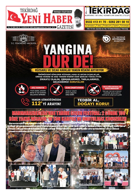 Tekirdağ Yeni Haber Gazetesi 584.Sayı Çıktı