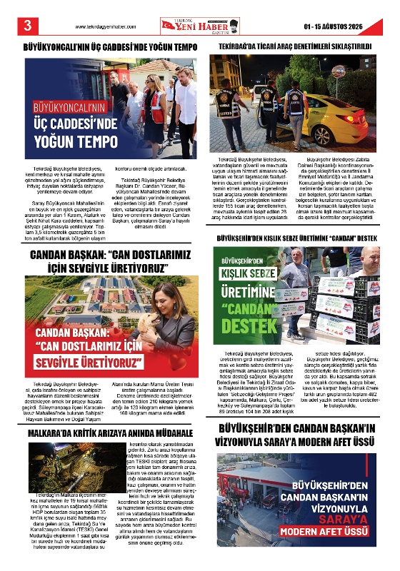 Tekirdağ Yeni Haber Gazetesi 584.Sayı Çıktı