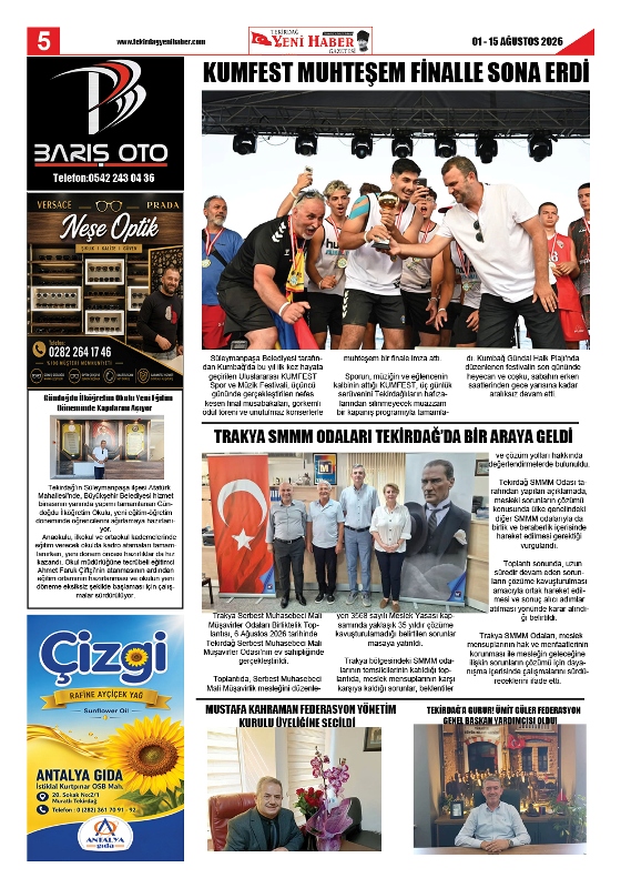 Tekirdağ Yeni Haber Gazetesi 584.Sayı Çıktı