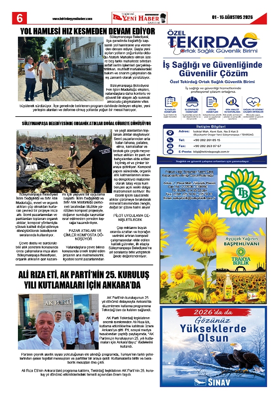 Tekirdağ Yeni Haber Gazetesi 584.Sayı Çıktı
