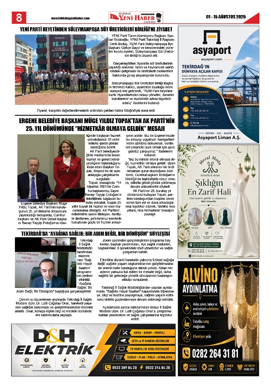 Tekirdağ Yeni Haber Gazetesi 584.Sayı Çıktı