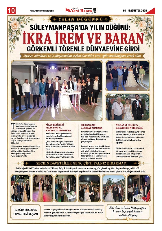 Tekirdağ Yeni Haber Gazetesi 584.Sayı Çıktı