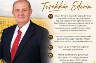 Tuncer Başoğlu’ndan Ayçiçeği Festivali Teşekkürü