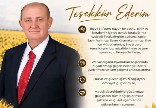 Tuncer Başoğlu’ndan Ayçiçeği Festivali Teşekkürü
