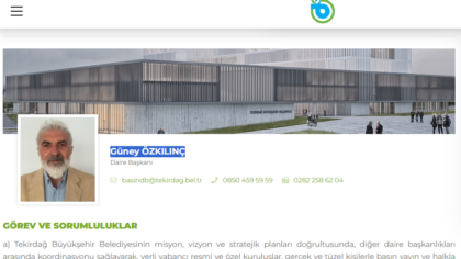 GÜNEY ÖZKILINÇ TEKİRDAĞ BÜYÜKŞEHİR BELEDİYESİ BASIN DAİRESİ BAŞKANLIĞINA ATANDI