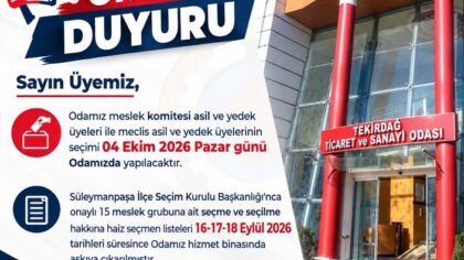 Tekirdağ TSO’da Seçim Heyecanı: Üyeler 4 Ekim’de Sandık Başına Gidecek