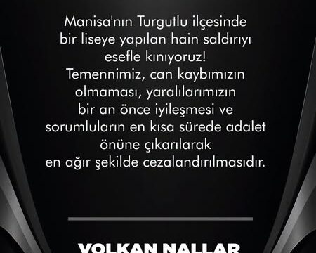 Süleymanpaşa Belediyesinden Turgutlu’daki Liseye Yapılan Saldırıya Kınama