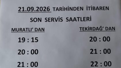 Muratlı–Tekirdağ Minibüslerinin Son Servis Saatleri Güncellendi