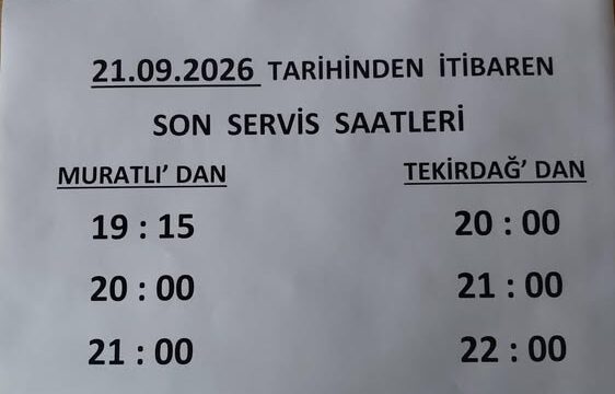 Muratlı–Tekirdağ Minibüslerinin Son Servis Saatleri Güncellendi