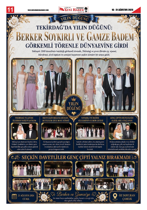 Tekirdağ Yeni Haber Gazetesi 585.Sayı Çıktı