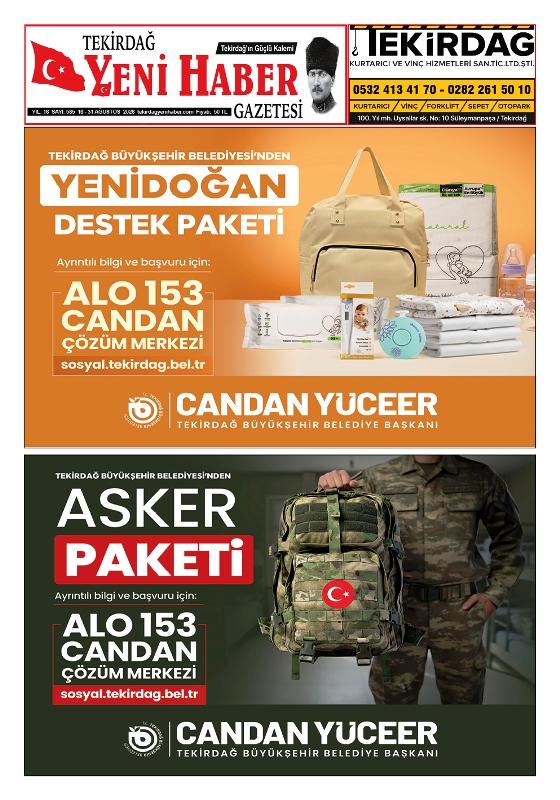Tekirdağ Yeni Haber Gazetesi 585.Sayı Çıktı
