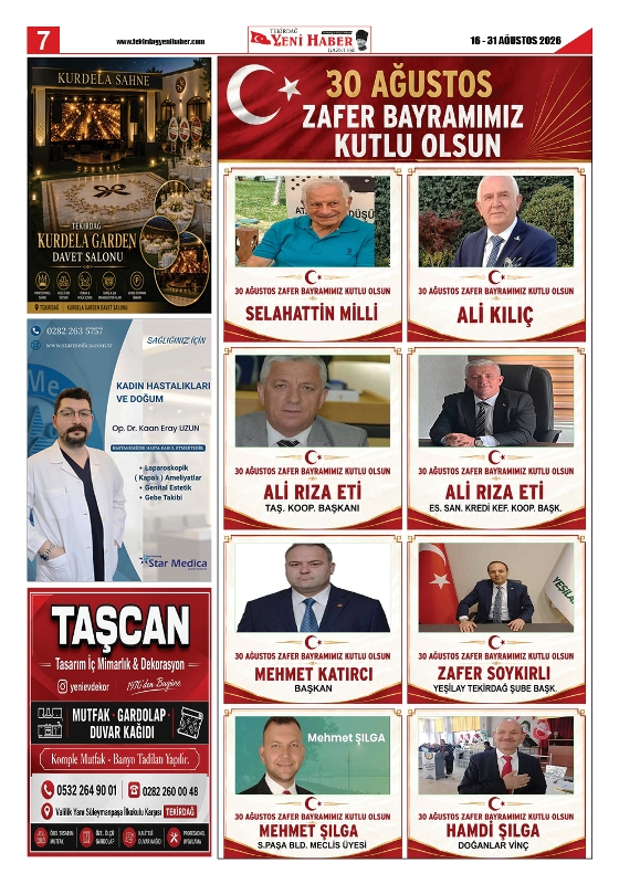 Tekirdağ Yeni Haber Gazetesi 585.Sayı Çıktı