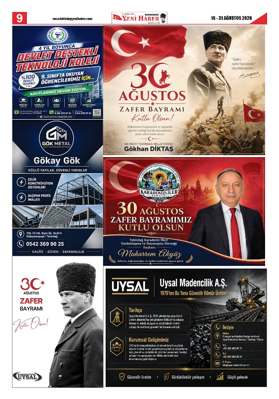 Tekirdağ Yeni Haber Gazetesi 585.Sayı Çıktı