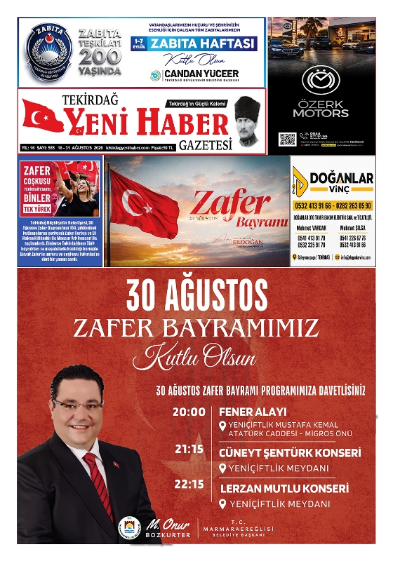 Tekirdağ Yeni Haber Gazetesi 585.Sayı Çıktı
