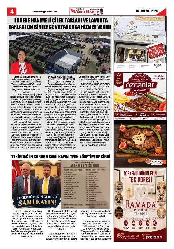 Tekirdağ Yeni Haber Gazetesi 587.Sayı Çıktı