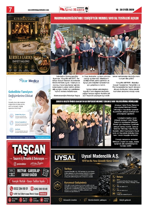 Tekirdağ Yeni Haber Gazetesi 587.Sayı Çıktı