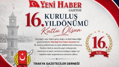 Trakya Gazeteciler Derneği’nden Tekirdağ Yeni Haber’e 16. Yıl Kutlaması